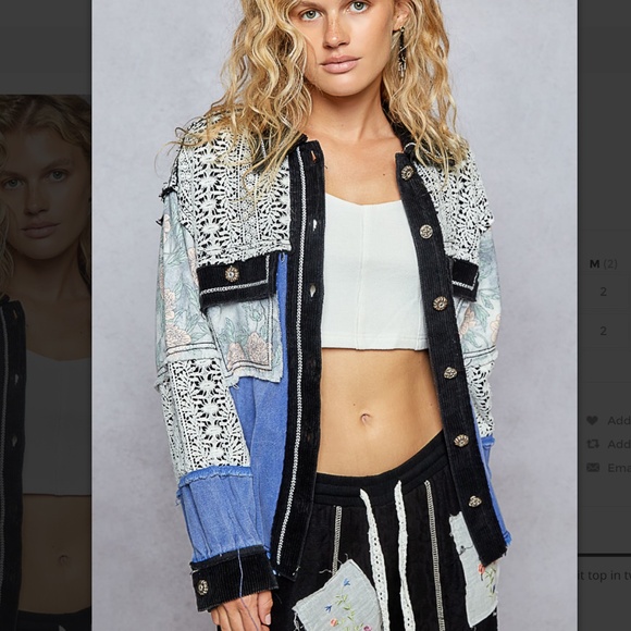 POL “Ana ” POL Twill Jacket Shacket with Crochet Lace Detail 53 - Picture 2 of 5